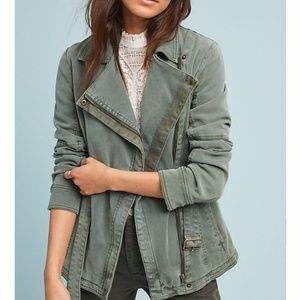 Anthropologie Army Green Moto Jacket